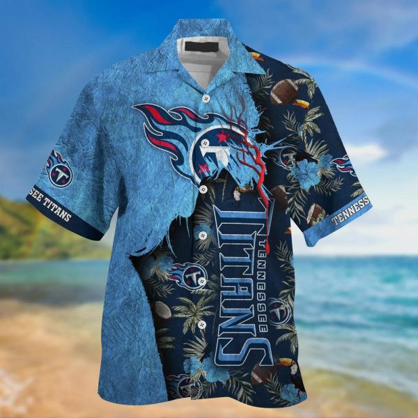 Sport-Team Tennessee Titans Flowers Navy Blue Hawaiian Shirt V2 Men Women Aloha Shirt