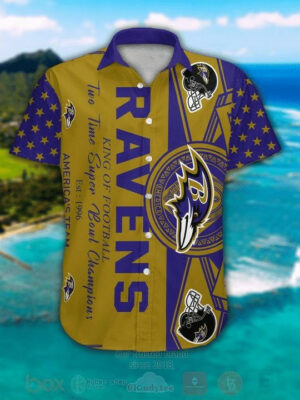 Sport-Team Baltimore Ravens Gold Purple Hawaiian Shirt Men Women Aloha Shirt