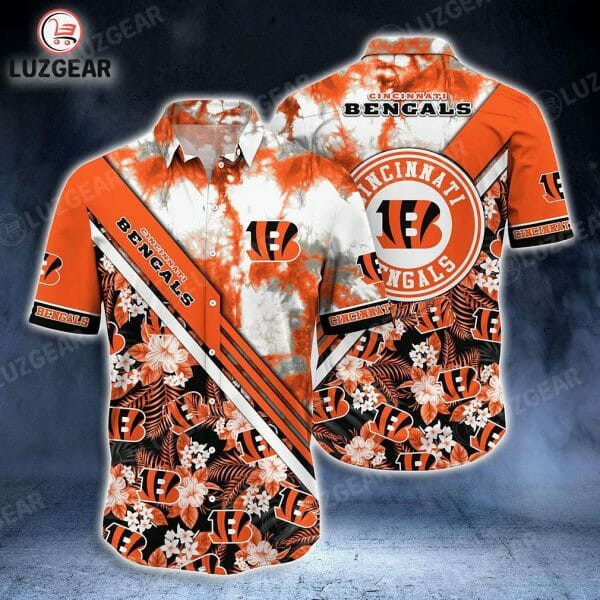 Sport-Team Cincinnati Bengals Orange White Hawaiian Shirt Men Women Aloha Shirt