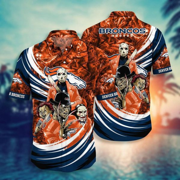 Sport-Team Denver Broncos Halloween Orange Hawaiian Shirt Men Women Aloha Shirt