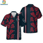 Sport-Team Houston Texans Blue Red Flower Hawaiian Shirt V2 Men Women Aloha Shirt