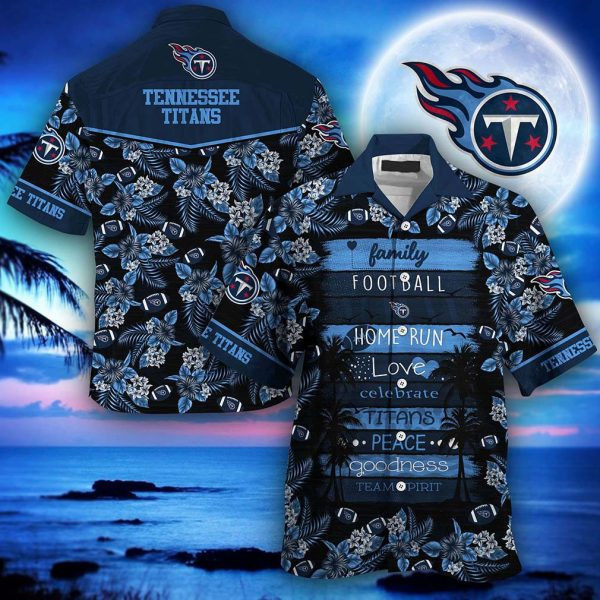 Sport-Team Tennessee Titans Flowers Navy Blue Hawaiian Shirt Men Women Aloha Shirt