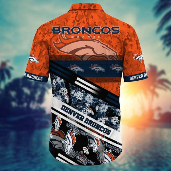 Sport-Team Denver Broncos Tropical Flowers Orange Hawaiian Shirt V3 Men Women Aloha Shirt