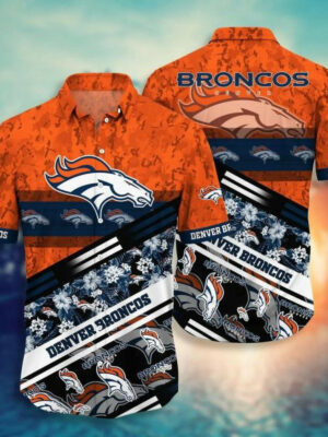 Sport-Team Denver Broncos Tropical Flowers Orange Hawaiian Shirt V3 Men Women Aloha Shirt