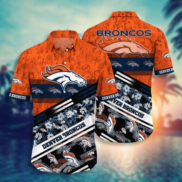 Sport-Team Denver Broncos Tropical Flowers Orange Hawaiian Shirt V3 Men Women Aloha Shirt