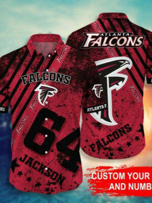 Sport-Team Atlanta Falcons Custom Name Number Red Hawaiian Shirt Men Women Aloha Shirt