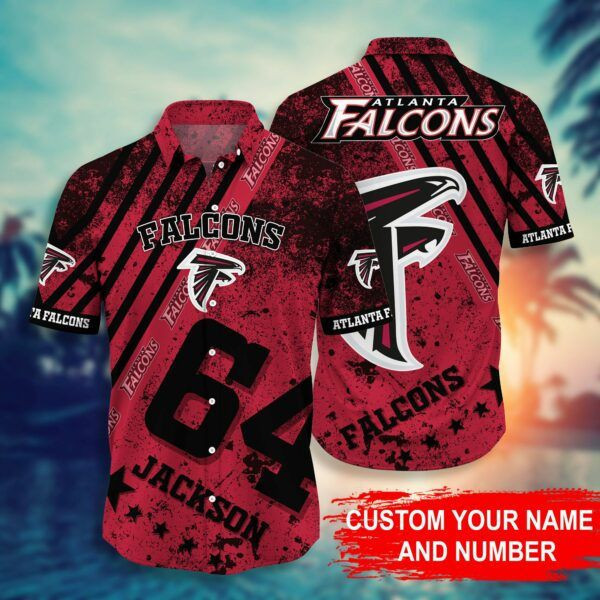 Sport-Team Atlanta Falcons Custom Name Number Red Hawaiian Shirt Men Women Aloha Shirt