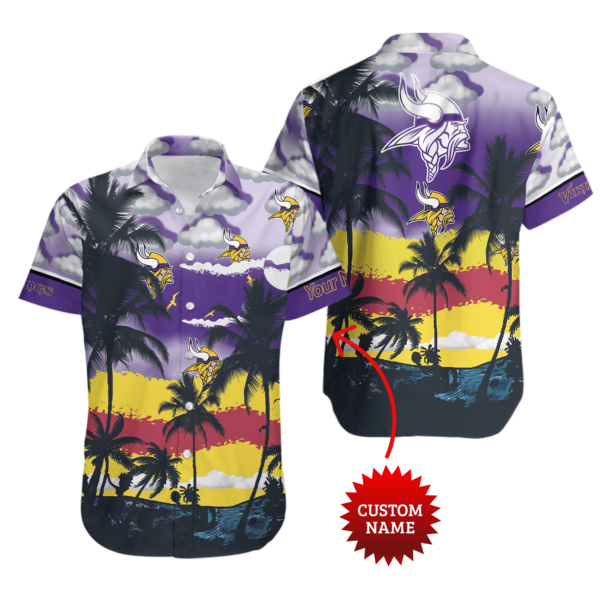 Sport-Team Minnesota Vikings Custom Name Coconut Purple Hawaiian Shirt V2 Men Women Aloha Shirt