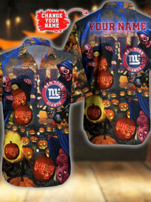 Sport-Team New York Giants Custom Name Halloween Hawaiian Shirt Men Women Aloha Shirt