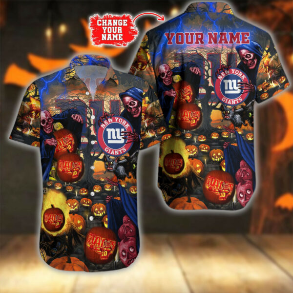 Sport-Team New York Giants Custom Name Halloween Hawaiian Shirt Men Women Aloha Shirt