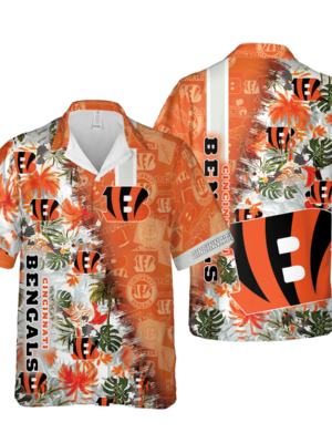 Sport-Team Cincinnati Bengals Orange Green Hawaiian Shirt Men Women Aloha Shirt