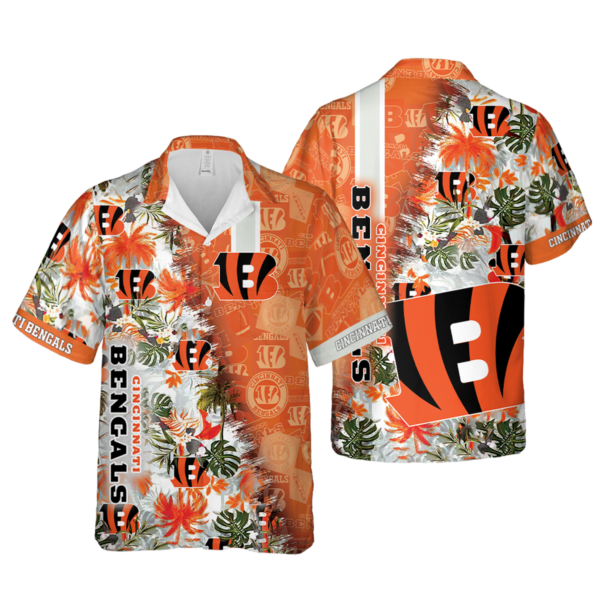 Sport-Team Cincinnati Bengals Orange Green Hawaiian Shirt Men Women Aloha Shirt