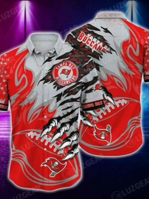 Sport-Team Tampa Bay Buccaneers Red Grey Hawaiian Shirt Men Women Aloha Shirt