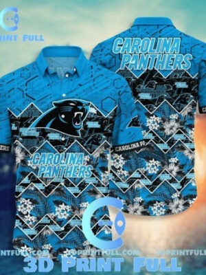 Sport-Team Carolina Panthers Blue Black Flower Hawaiian Shirt Men Women Aloha Shirt