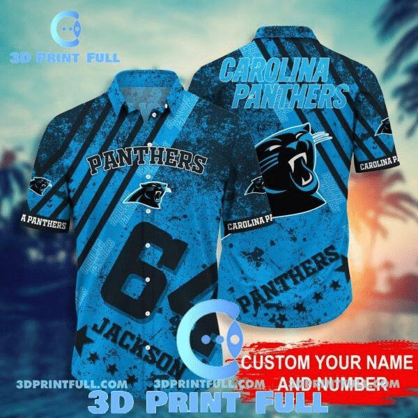 Sport-Team Carolina Panthers Custom Name Number Hawaiian Shirt Men Women Aloha Shirt