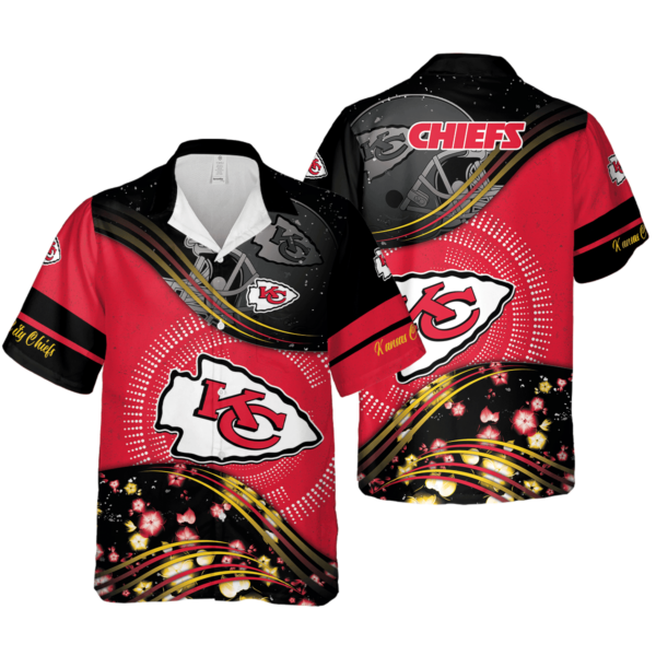 Sport-Team Kansas City Chiefs Red Black Hawaiian Shirt Men Women Aloha Shirt