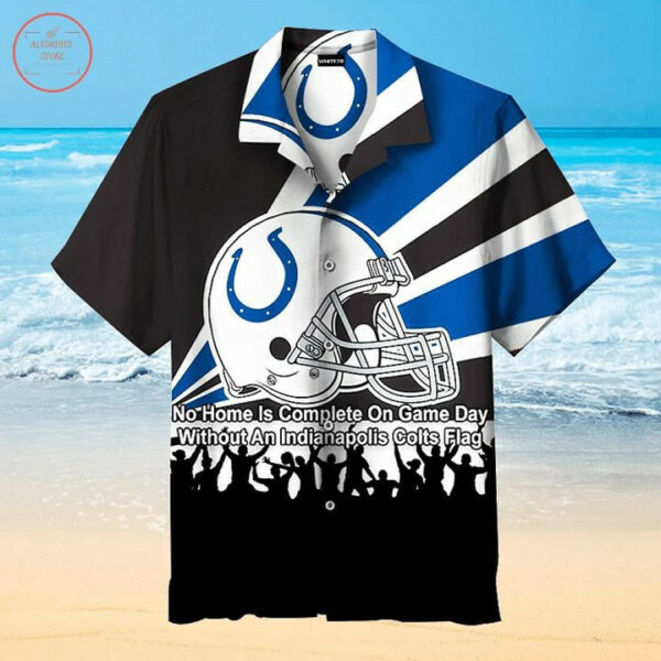 Sport-Team Indianapolis Colts Black Blue Helmet Hawaiian Shirt Men Women Aloha Shirt