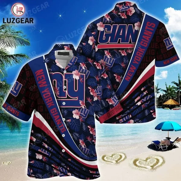 New York Giants Sport-Team Football Hawaiian With Tropical Flower Pattern Hawaiian Shirt For Fans