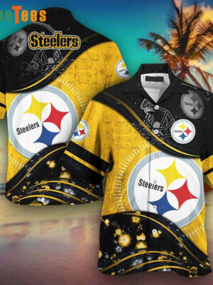 Sport-Team Pittsburgh Steelers Logo Yellow Black Steelers Steelers Hawaiian Shirt - Perfect Gifts For Your Loved Ones