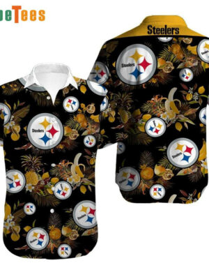 Sport-Team Pittsburgh Steelers Logo And Tropical Graphic Steelers Hawaiian Shirt - Perfect Gifts For Your Loved Ones