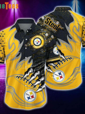 Sport-Team Pittsburgh Steelers Logo Fire Rugby Graphic Hawaiian Shirt - Perfect Gifts For Your Loved Ones