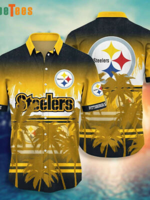 Sport-Team Pittsburgh Steelers Logo And Tropical Graphic, Steelers Hawaiian Shirt - Perfect Gifts For Your Loved Ones