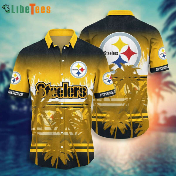 Sport-Team Pittsburgh Steelers Logo And Tropical Graphic, Steelers Hawaiian Shirt - Perfect Gifts For Your Loved Ones
