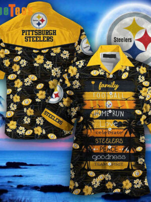 Sport-Team Pittsburgh Steelers Logo Family Football Home Run Love Celebrate Hawaiian Shirt - Perfect Gifts For Your Loved Ones