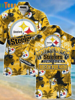 Sport-Team Pittsburgh Steelers Logo Ready For War Steelers Hawaiian Shirt - Perfect Gifts For Your Loved Ones