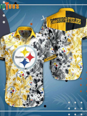 Sport-Team Pittsburgh Steelers Logo Floral Pattern Hawaiian Shirt - Perfect Gifts For Your Loved Ones
