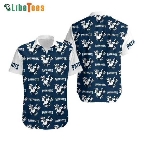 Sport-Team New England Patriots Hawaiian Shirt Mickey Face and Flowers - Perfect Gifts For Your Loved Ones