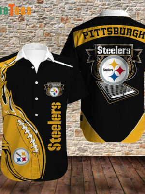 Sport-Team Pittsburgh Steelers Logo Fire Rugby Hawaiian Shirt - Perfect Gifts For Your Loved Ones