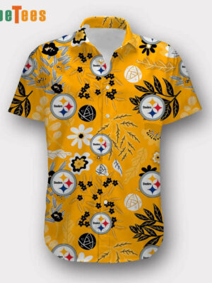 Sport-Team Pittsburgh Steelers Logo Yellow Pattern Steelers Hawaiian Shirt - Perfect Gifts For Your Loved Ones