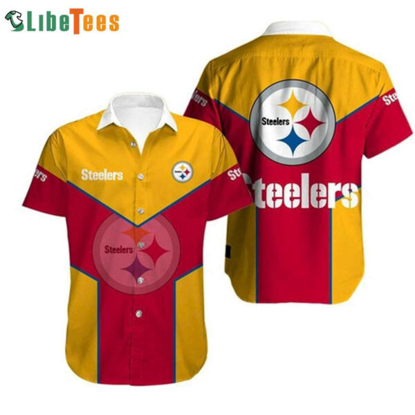 Sport-Team Pittsburgh Steelers Logo Red And Yellow Steelers Hawaiian Shirt - Perfect Gifts For Your Loved Ones