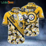 Sport-Team Pittsburgh Steelers Logo And Flowers Pattern, Steelers Hawaiian Shirt - Perfect Gifts For Your Loved Ones