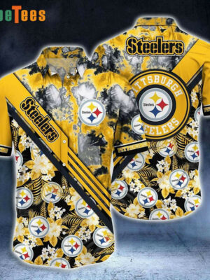 Sport-Team Pittsburgh Steelers Logo And Flowers Pattern, Steelers Hawaiian Shirt - Perfect Gifts For Your Loved Ones
