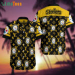 Sport-Team Pittsburgh Steelers Logo And LV Graphic Steelers Hawaiian Shirt - Perfect Gifts For Your Loved Ones