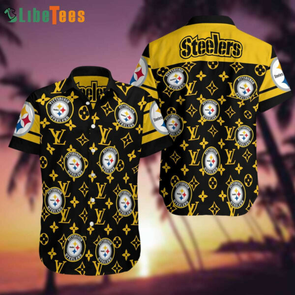 Sport-Team Pittsburgh Steelers Logo And LV Graphic Steelers Hawaiian Shirt - Perfect Gifts For Your Loved Ones