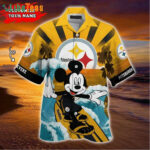 Sport-Team Pittsburgh Steelers Logo Mickey Mouse Surfboard Steelers Hawaiian Shirt - Perfect Gifts For Your Loved Ones