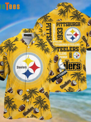 Sport-Team Pittsburgh Steelers Logo Coconut And Tree Pattern Hawaiian Shirt - Perfect Gifts For Your Loved Ones