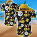 Sport-Team Pittsburgh Steelers Logo Birds Flowers Graphic Steelers Hawaiian Shirt - Perfect Gifts For Your Loved Ones