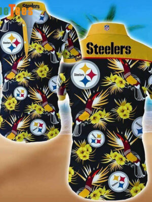 Sport-Team Pittsburgh Steelers Logo Birds Flowers Graphic Steelers Hawaiian Shirt - Perfect Gifts For Your Loved Ones