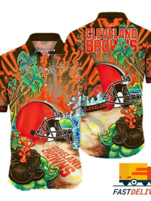 NFL Cleveland Browns Hawaiian Shirt Beach Gift For Fans Football Lover - Rugby Fan Store