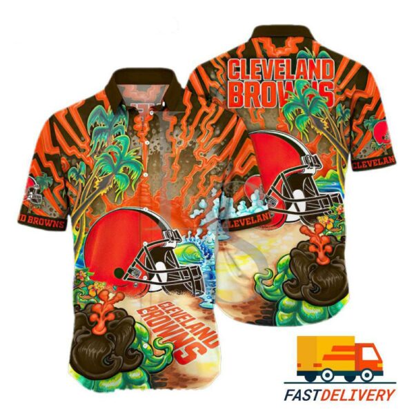 NFL Cleveland Browns Hawaiian Shirt Beach Gift For Fans Football Lover - Rugby Fan Store