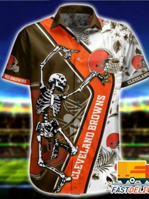 NFL Cleveland Browns Hawaiian Shirt Dance With Death Gift For Fans Football Lover - Rugby Fan Store