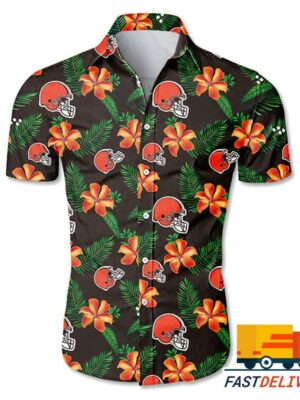 NFL Cleveland Browns Hawaiian Shirt Flower Gift For Fans Football Lover - Rugby Fan Store
