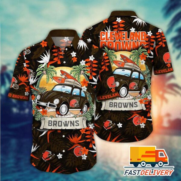 NFL Cleveland Browns Hawaiian Shirt Style Vacation Gift For Fans Football Lover - Rugby Fan Store