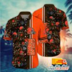 NFL Cleveland Browns Hawaiian Shirt Tropical Flower Gift For Fans Football Lover - Rugby Fan Store