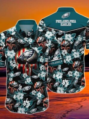 Philadelphia Eagles Tropical Blooms Hawaiian Shirt - TeeAloha
